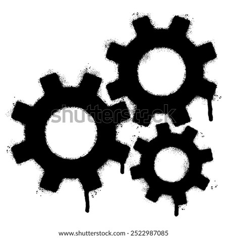 Spray Painted Graffiti Gear icon Sprayed isolated with a white background. vector illustration.