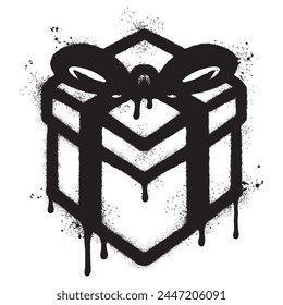 Spray Painted Graffiti Gift box icon Sprayed isolated with a white background.