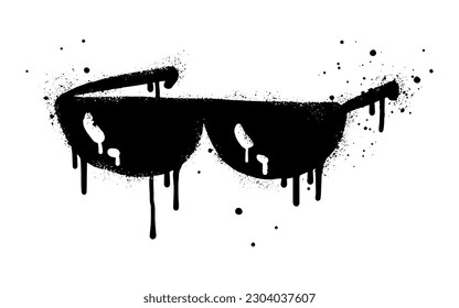 Spray painted graffiti of Glasses icon in black over white. isolated on white background. vector illustration