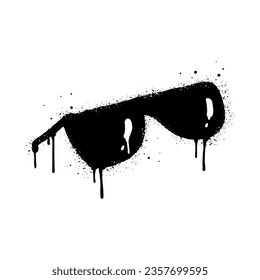 Spray painted graffiti of Glasses icon in black over white. isolated on white background. vector illustration