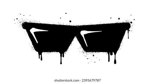 Spray painted graffiti of Glasses icon in black over white. isolated on white background. vector illustration