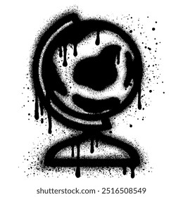 Spray Painted Graffiti globe world map icon Sprayed isolated with a white background.eps 10.