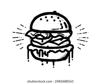 Spray Painted Graffiti hamburger icon isolated on white background, fast food