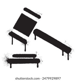 Spray Painted Graffiti hammer icon Sprayed isolated with a white background.