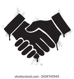 Spray Painted Graffiti handshake icon Sprayed isolated with a white background.