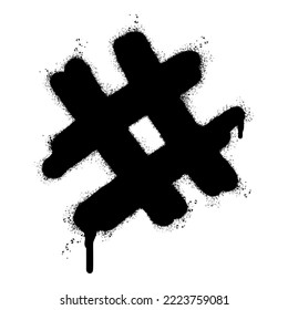 Spray Painted Graffiti hashtag icon Sprayed isolated with a white background. graffiti hash tag with over spray in black over white. Vector illustration.