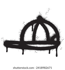 Spray Painted Graffiti hat eine Ikone Spray einzeln auf weißem Hintergrund. Graffiti-Hut-Symbol mit über Spray in schwarz auf weiß. Vektorgrafik.
