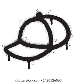 Spray Painted Graffiti hat icon Sprayed isolated with a white background. graffiti hat symbol with over spray in black over white. Vector illustration.
