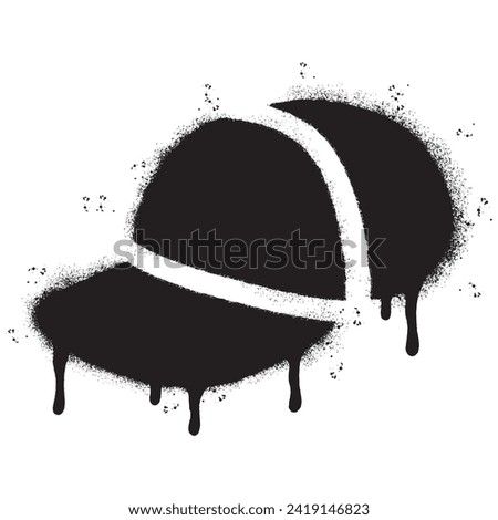 Spray Painted Graffiti hat icon Sprayed isolated with a white background. graffiti hat symbol with over spray in black over white. Vector illustration.