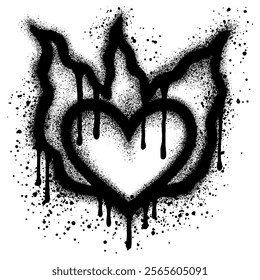 Spray Painted Graffiti Heart flame icon Sprayed isolated with a white background.