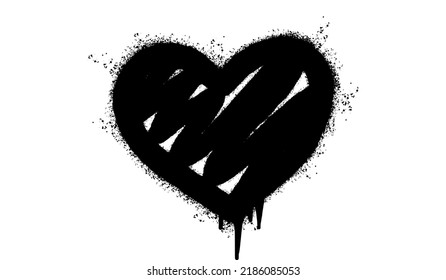 Spray Painted Graffiti heart icon Sprayed isolated with a white background. graffiti love icon with over spray in black over white. Vector illustration.