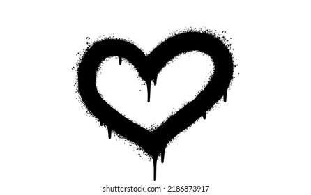 Spray Painted Graffiti heart icon Sprayed isolated with a white background. graffiti love icon with over spray in black over white. Vector illustration. svg