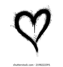 Spray Painted Graffiti heart icon Word Sprayed isolated with a white background. graffiti font love icon with over spray in black over white. Vector illustration. svg