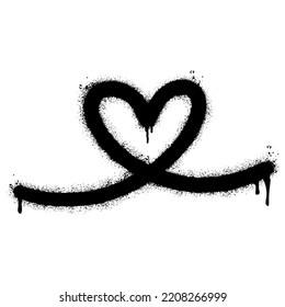 Spray Painted Graffiti heart icon Word Sprayed isolated with a white background. graffiti love icon with over spray in black over white. Vector illustration.