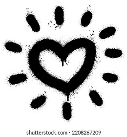 Spray Painted Graffiti heart icon Word Sprayed isolated with a white background. graffiti love icon with over spray in black over white. Vector illustration.