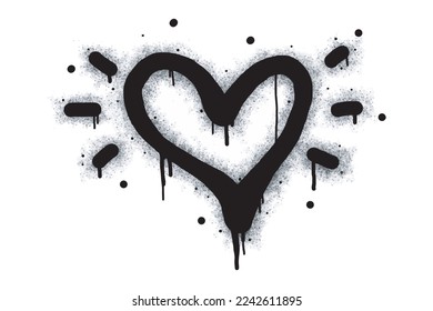 Spray Painted Graffiti heart icon Sprayed isolated with a white background. graffiti love icon with over spray in black over white. Vector illustration.