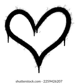 Spray Painted Graffiti heart icon Sprayed isolated with a white background. graffiti love icon with over spray in black over white.