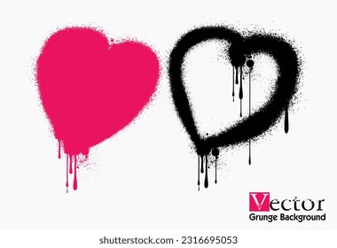 Spray Painted Graffiti heart icon Word Sprayed isolated with a white background. graffiti love icon with overspray in black and pink on white.