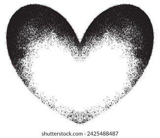 Spray Painted Graffiti heart icon isolated with a white background. graffiti love icon with over spray in black over white. Vector illustration.