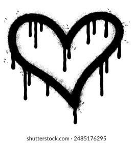 Spray Painted Graffiti heart icon Sprayed isolated with a white background. graffiti love icon with over spray in black over white. Vector illustration.