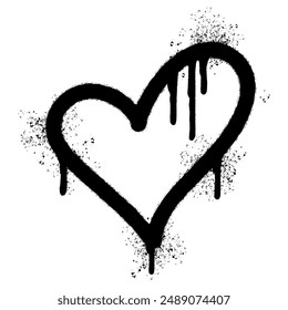 Spray Painted Graffiti heart icon Sprayed isolated with a white background. graffiti love icon with over spray in black over white. Vector illustration.