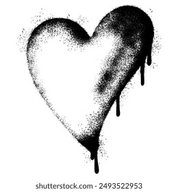 Spray Painted Graffiti heart icon Sprayed isolated with a white background. graffiti love icon with over spray in black over white. Vector illustration.