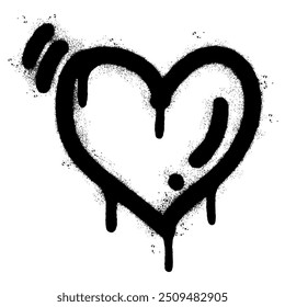 Spray Painted Graffiti heart icon Sprayed isolated with a white background. graffiti love icon with over spray in black over white.