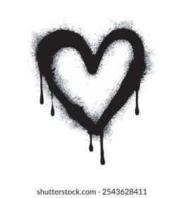 Spray Pintado Graffiti ícone do coração Word Sprayed isolado com um fundo branco. ícone de amor de fonte de graffiti com spray em preto sobre branco. Ilustração vetorial.