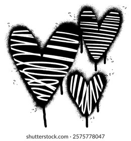 Spray Painted Graffiti heart icon Sprayed isolated with a white background. graffiti love icon with over spray in black over white. Vector illustration.