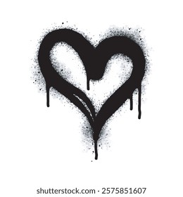 Spray Painted Graffiti heart icon Word Sprayed isolated with a white background. graffiti font love icon with over spray in black over white. Vector illustration.