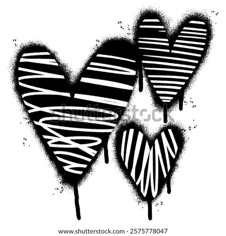 Spray Painted Graffiti heart icon Sprayed isolated with a white background. graffiti love icon with over spray in black over white. Vector illustration.