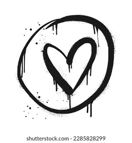 Spray painted graffiti heart sign in black over white. Love heart drip symbol. isolated on white background. vector illustration