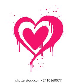 Spray painted graffiti heart sign. Love heart drip symbol. isolated on white background. vector illustration
