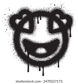 Spray Painted Graffiti hearts eyes emoticon Sprayed isolated with a white background.