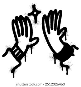 Spray Painted Graffiti High five sign Sprayed isolated with a white background.