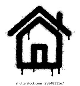 Spray Painted Graffiti home icon Sprayed isolated with a white background.