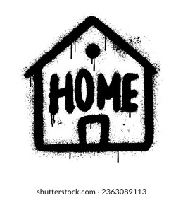 Spray Painted Graffiti spray home isolated on white background.
