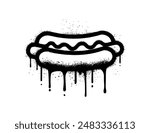 Spray Painted Graffiti Hot Dog isolated on white background, American Hot dog