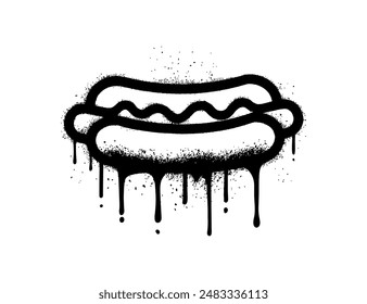 Spray Painted Graffiti Hot Dog isolated on white background, American Hot dog