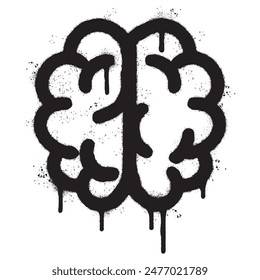 Spray Painted Graffiti Human brain icon Sprayed isolated with a white background.