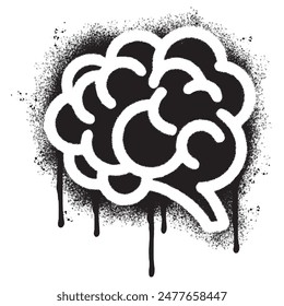 Spray Painted Graffiti Human brain icon Sprayed isolated with a white background.