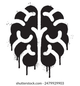 Spray Painted Graffiti Human brain icon Sprayed isolated with a white background.