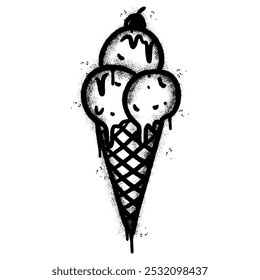 Spray Painted Graffiti ice cream con icon Sprayed isolated with a white background.