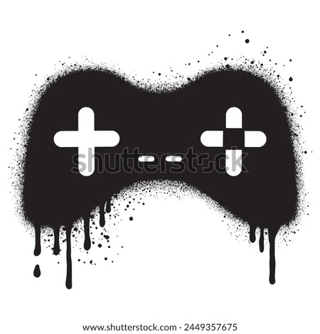 Spray Painted Graffiti joystick Sprayed isolated with a white background.