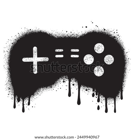 Spray Painted Graffiti joystick Sprayed isolated with a white background.