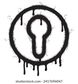 Spray Painted Graffiti Keyhole outline icon Sprayed isolated with a white background. graffiti Keyhole outline symbol with over spray in black over white.