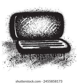 Spray Painted Graffiti Laptop isolated with a white background. Vector design street art. EPS 10.