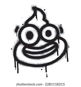 Spray Painted Graffiti laughing face monster emoticon isolated on white background.