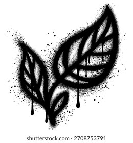 Spray Painted Graffiti leaves Sprayed isolated with a white background.