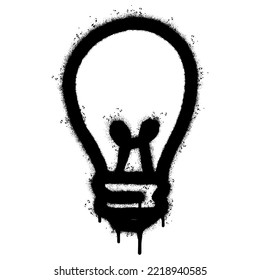 Spray Painted Graffiti Light Bulb line icon Sprayed isolated with a white background. graffiti Light Bulb symbol with over spray in black over white. Vector illustration.